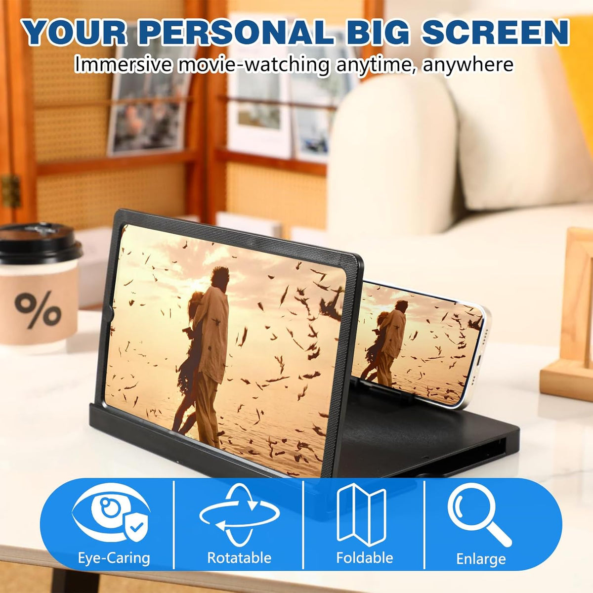 The Cinema Screen in use, showing the enlarged picture from the phone below